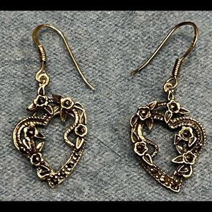 925 Silver Heart Marcasite Earrings